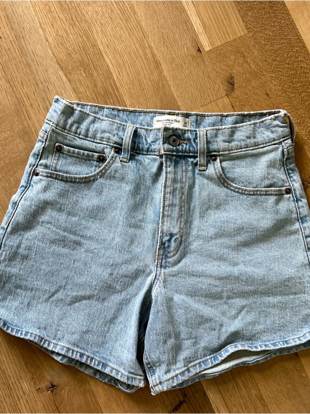 Abercrombie & Fitch Light Wash High-Rise Denim Shorts